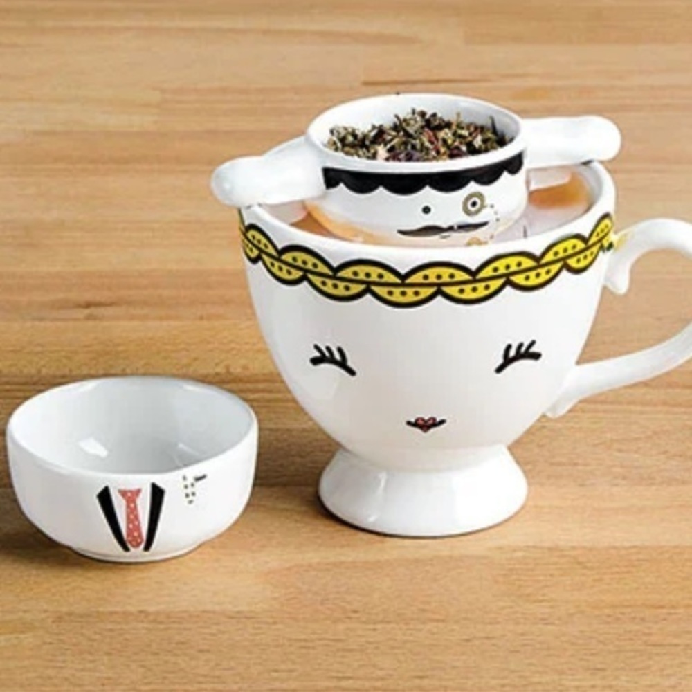 Tea couple porcelain tea set cute funny novelty gift new in box - Picture 8 of 10